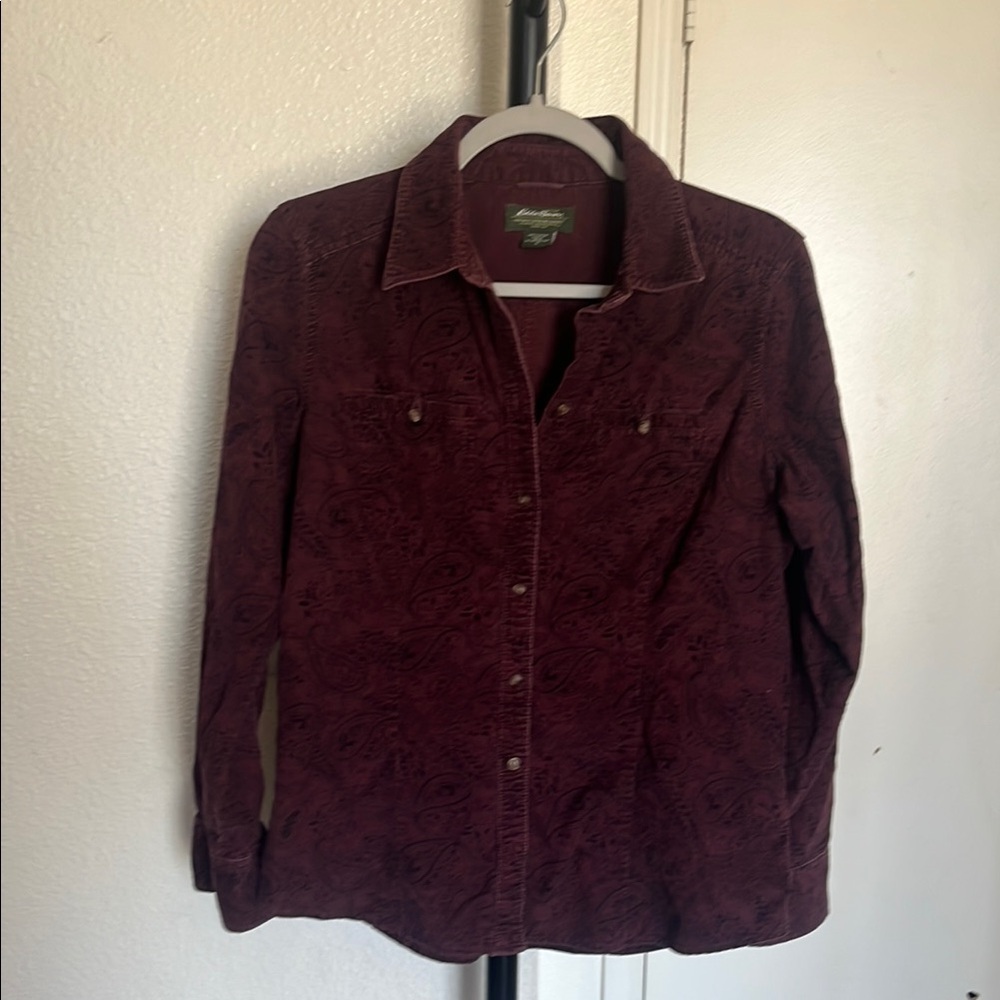 Eddie Bauer Maroon Textured Cotton Shirt